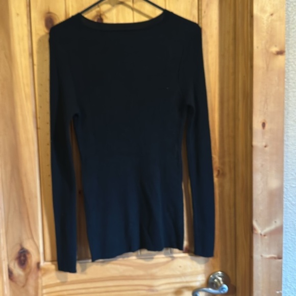 Black Metallic Stretch Crew Sweater - Picture 3 of 3